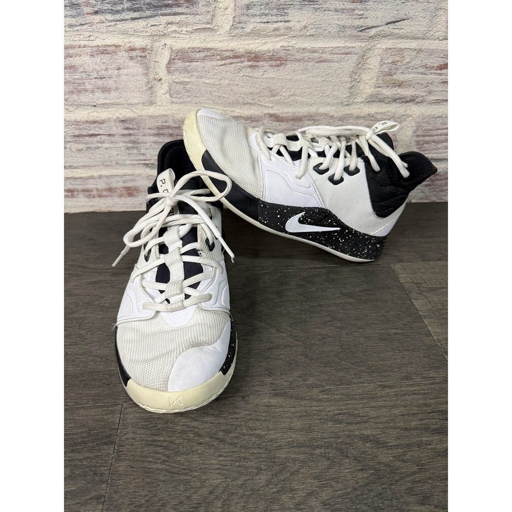 Nike Paul George PG3 White Black Basketball Athletic Shoe‎ Sneaker Size 8